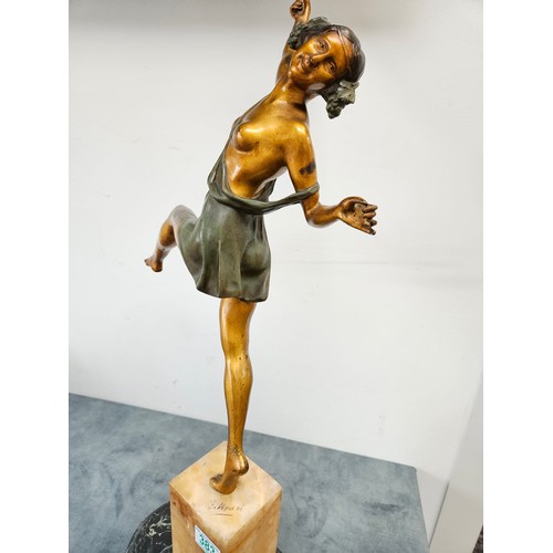 383 - Original Art Deco cold painted bronze of a dancing nude lady. 

Signed to the lower base - Style of ... 