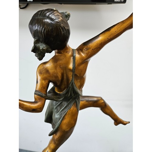 383 - Original Art Deco cold painted bronze of a dancing nude lady. 

Signed to the lower base - Style of ... 