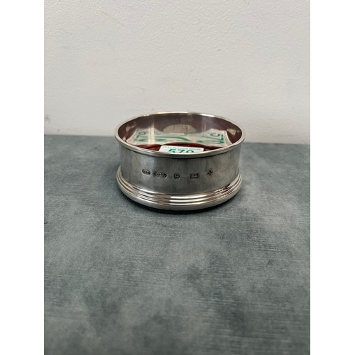 579 - Solid silver hallmarked bottle coaster