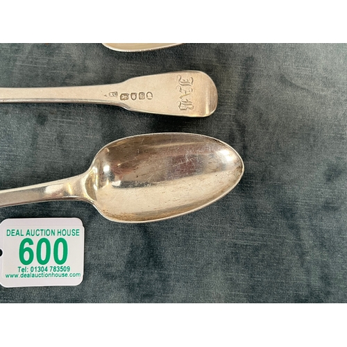 600 - 3x Georgian solid silver serving spoons - 217g