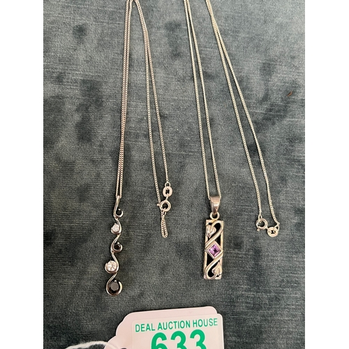 633 - 2 x Silver necklaces