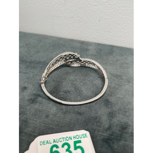 635 - Silver and CZ bangle