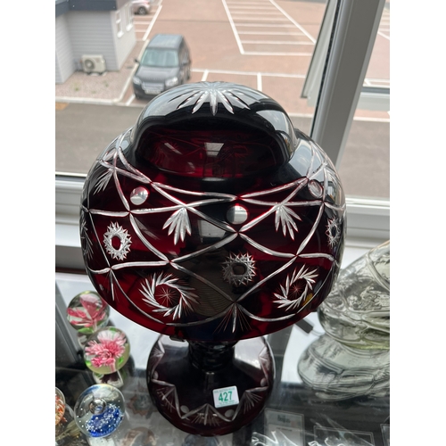 427 - Large red bohemia crystal table lamp

50cm high