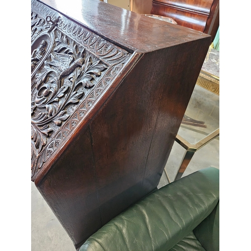 2 - Antique c19th century highly carved bureau