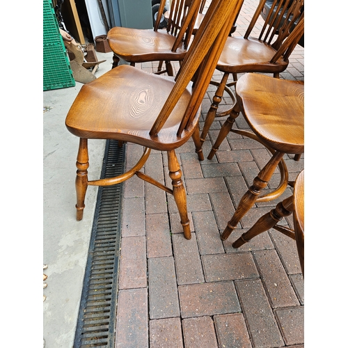 6 - Titchmarsh & Goodwin set of six Windsor stick back chairs with crinoline stretcher