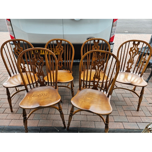 6 - Titchmarsh & Goodwin set of six Windsor stick back chairs with crinoline stretcher