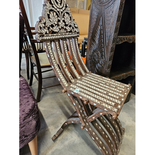 24 - Inlaid chair - Syrian Arabesque folding chair. With mother of pearl