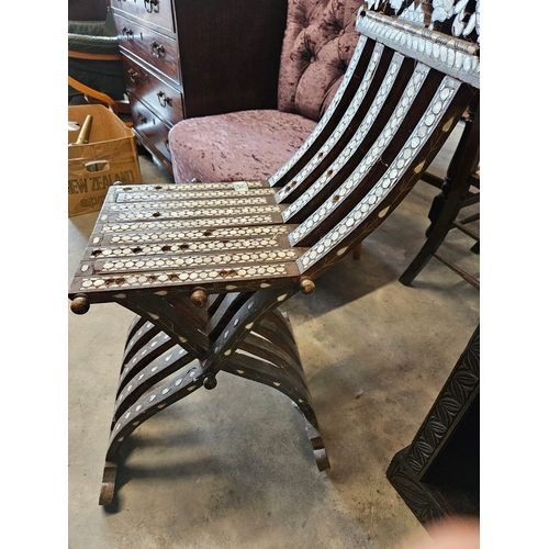 24 - Inlaid chair - Syrian Arabesque folding chair. With mother of pearl