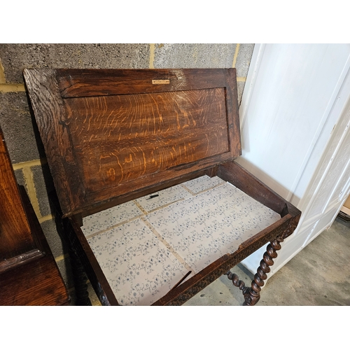 79 - Antique highly carved desk with leather top.