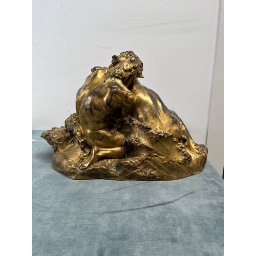 442 - Large very heavy bronze figure The Wrestlers. Signed Gustave Michel, Siot Decauville Paris foundry. ... 