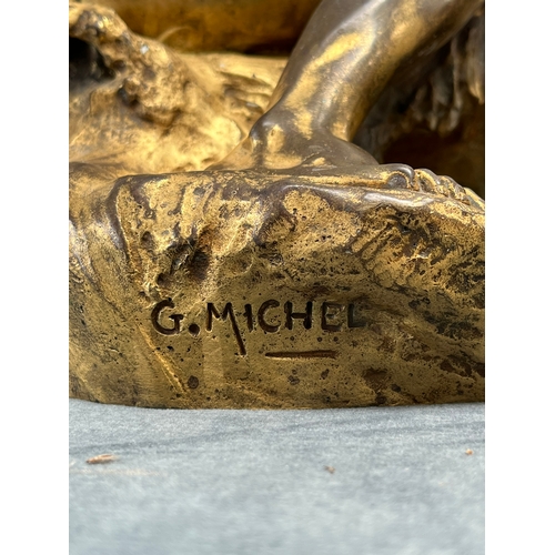 442 - Large very heavy bronze figure The Wrestlers. Signed Gustave Michel, Siot Decauville Paris foundry. ... 