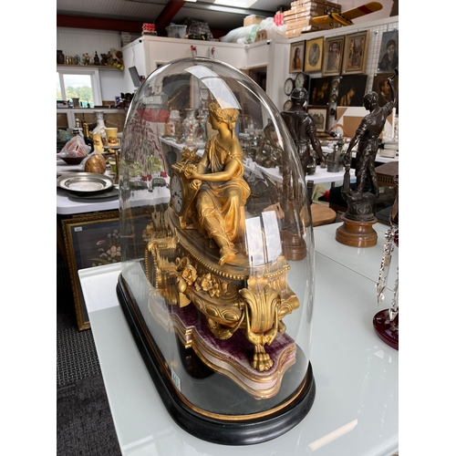 443 - Large very impressive gold gilt clock. Under a large glass dome. 
Signed Ph. Mourey