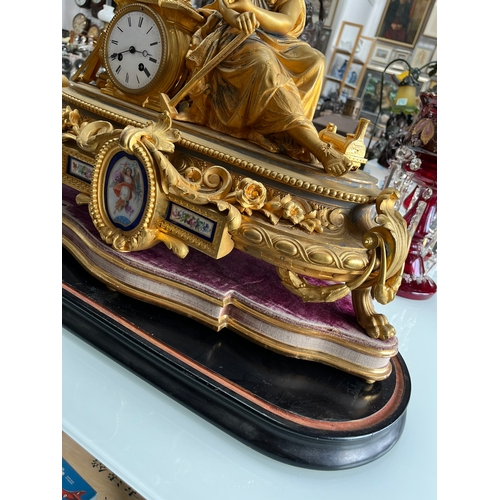 443 - Large very impressive gold gilt clock. Under a large glass dome. 
Signed Ph. Mourey