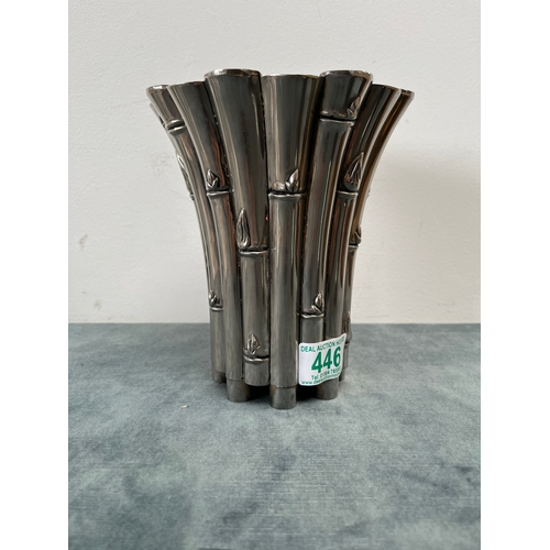 446 - Silver plate bamboo form vase