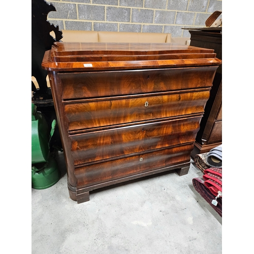 32 - Antique mahogany veneer Biedermeier chest of drawers