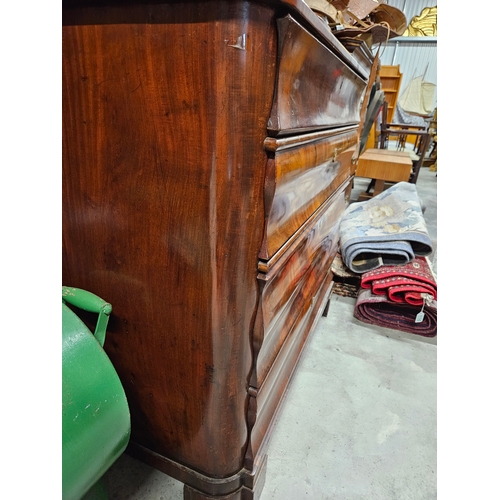 32 - Antique mahogany veneer Biedermeier chest of drawers