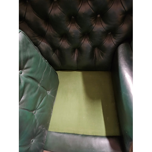 53 - Leather chesterfield wingback armchair. 
Needs a good clean