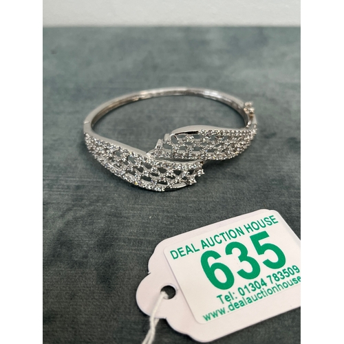 635 - Silver and CZ bangle