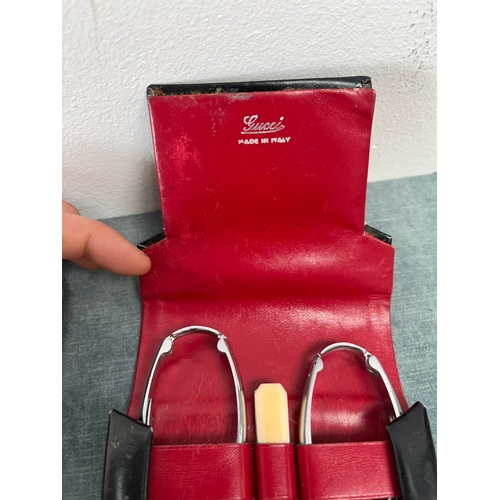 655 - Gucci leather cased manicure set