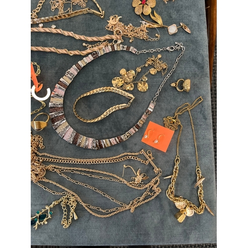 617 - Large quantity of gold tone costume jewelry