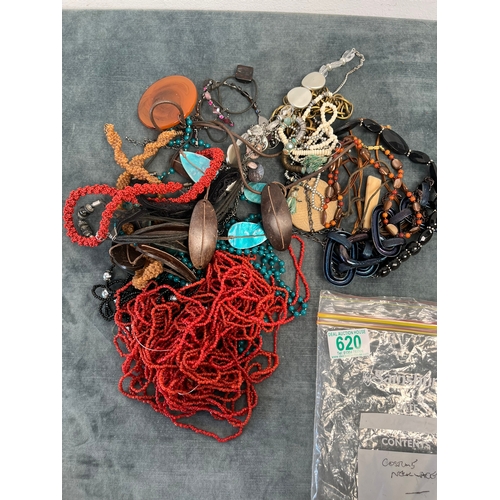 620 - Bag of costume jewelry