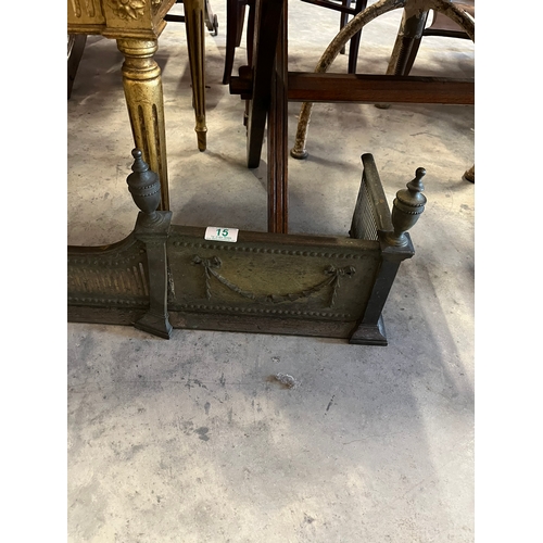 15 - Antique brass fire fender