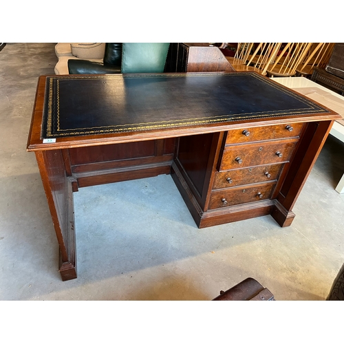 33 - Large leather topped desk with two drawers