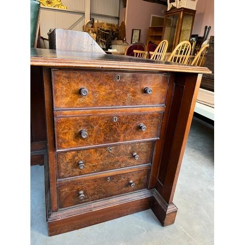 33 - Large leather topped desk with two drawers