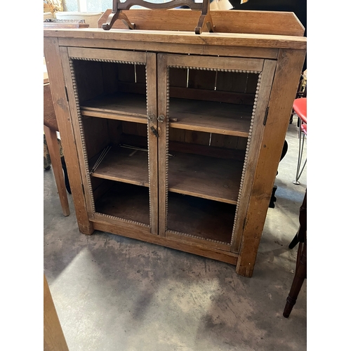 38 - Antique pine cupboard - needs new netting