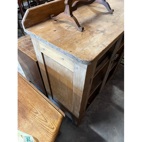 38 - Antique pine cupboard - needs new netting