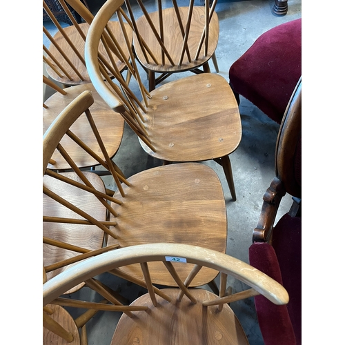 42 - Set of 4 Ercol candlestick dining chairs