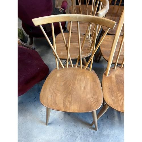 42 - Set of 4 Ercol candlestick dining chairs