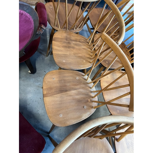 42 - Set of 4 Ercol candlestick dining chairs