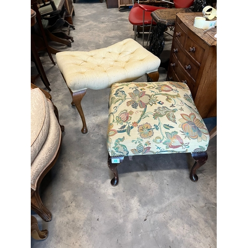 49 - 2 x Antique upholstered stools