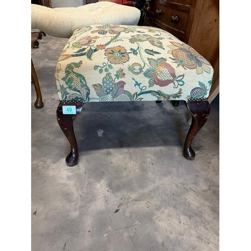 49 - 2 x Antique upholstered stools