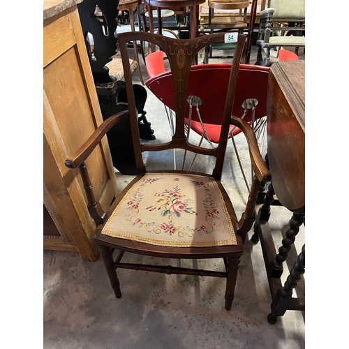 54 - Antique Edwardian inlaid chair