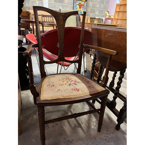 54 - Antique Edwardian inlaid chair