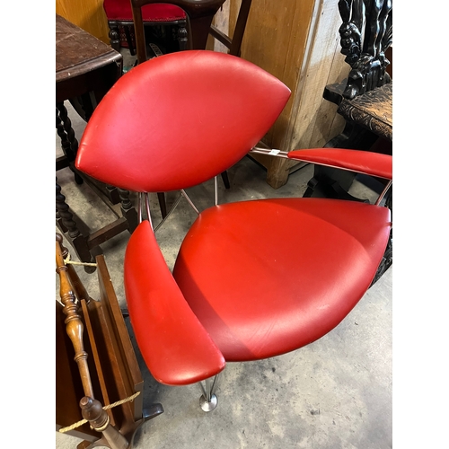 57 - Retro mid-century red and metal armchair