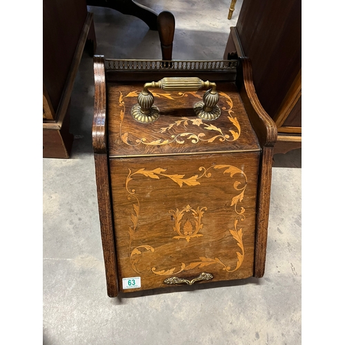 63 - Antique inlaid coal scuttle