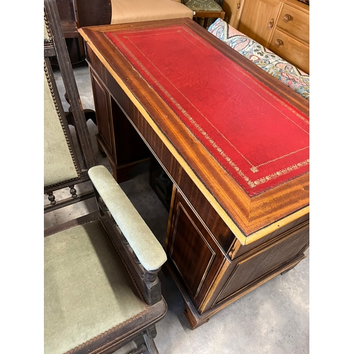 64 - Leather topped pedestal desk