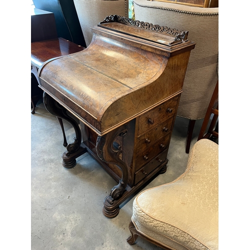 67 - Antique walnut davenport with sliding drawer and pop up top