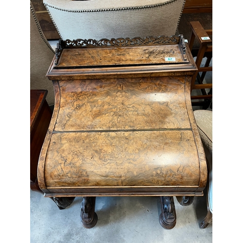 67 - Antique walnut davenport with sliding drawer and pop up top