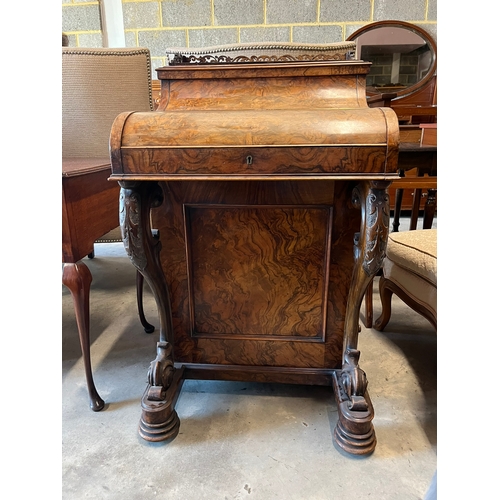 67 - Antique walnut davenport with sliding drawer and pop up top