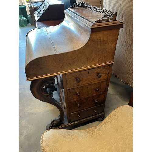 67 - Antique walnut davenport with sliding drawer and pop up top