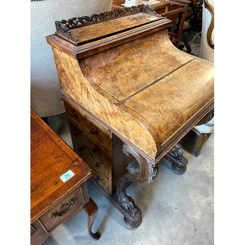 67 - Antique walnut davenport with sliding drawer and pop up top