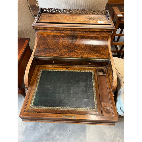 67 - Antique walnut davenport with sliding drawer and pop up top