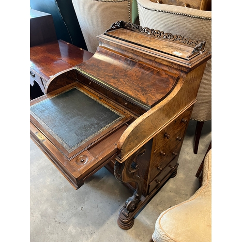 67 - Antique walnut davenport with sliding drawer and pop up top