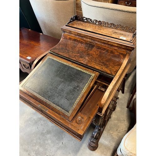 67 - Antique walnut davenport with sliding drawer and pop up top