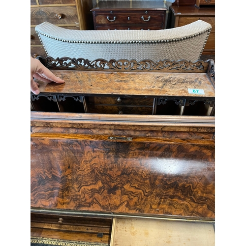 67 - Antique walnut davenport with sliding drawer and pop up top