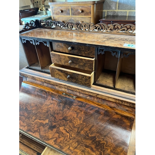 67 - Antique walnut davenport with sliding drawer and pop up top